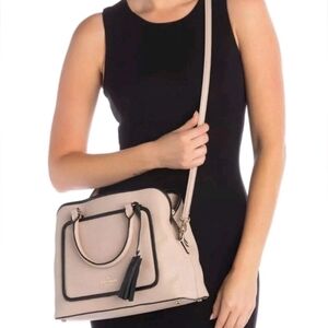Kate Spade New York Evangelie Satchel - Pebbled Leather- Pale Pink & Black